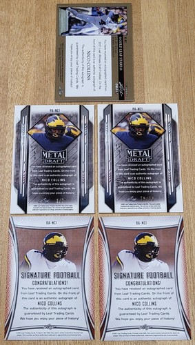 2021 Nico Collins Leaf Silver Ultimate Auto #/99💥5 Autographed Rookies - Picture 5 of 6