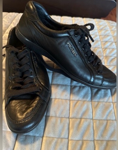 Prada black leather signature logo Women’s sneakers sz.7.5