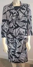 Kasper 2 Piece Suit Dress Black  White Jacket 3/4 Sleeves Size 6 NWT
