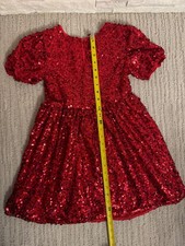 Cat  Jack Girls Sequin Tulle Party Dress Short Puff Sleeve - Red, Size M 8 