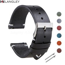 WOCCI Top Grain Leather Watch Band 17 18 19 20 21 22 24 26mm Men Watch Strap — image 7