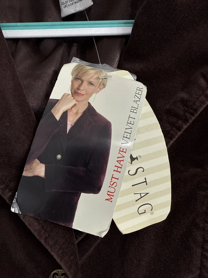 Vintage Y2K Brown Velvet Velour Jacket Blazer Size M Grunge Goth NWT - Image 3 of 4