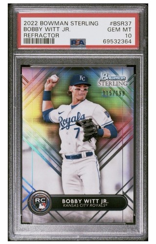 🔥 2022 Bowman Sterling Bobby Witt Jr. RC Refractor /199 – PSA 10 GEM MINT 🔥