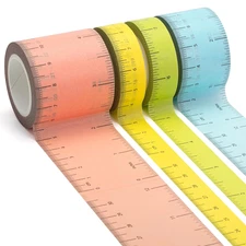 - Ruler Washi Tape Set, 4 Pack, Assorted Sizes, Decorative Tape