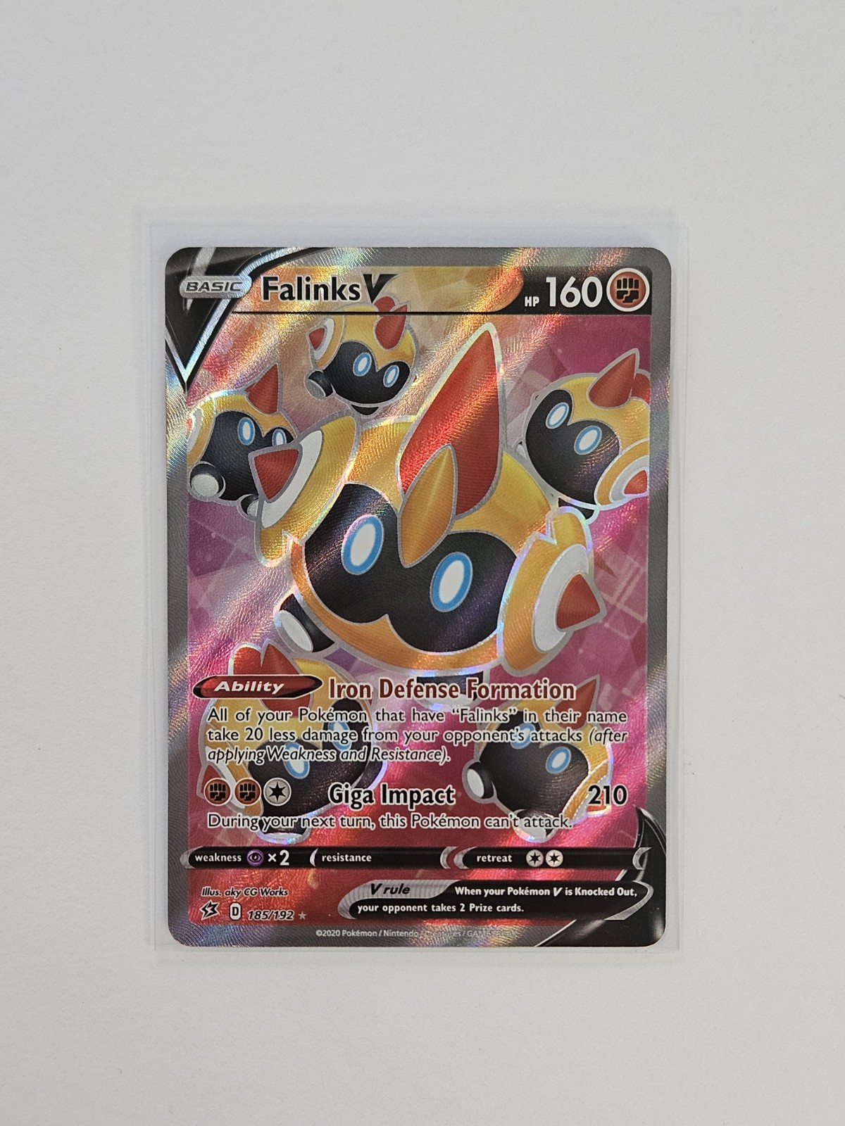Pokémon Falinks V 185/192 Rebel Clash Ultra Rare Full Art Holo EN NM