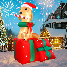 5FT Dog Christmas Inflatables Outdoor Golden Retriever Christmas Indoor Blow Ups