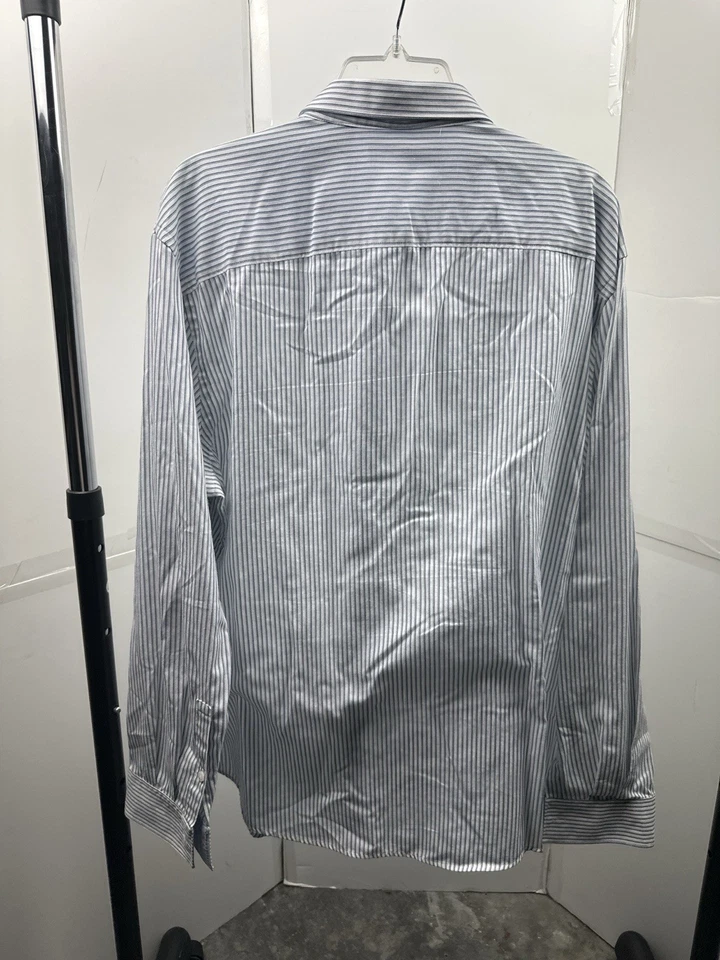 Camisa de vestir para hombre AXIST XXL azul blanco rayas verticales manga larga mezcla de algodón Foto 2 de 3
