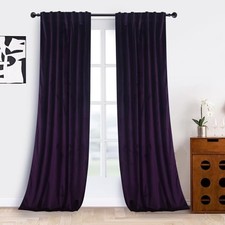 Luxury Soft Velvet Curtains 96 inches Long 52"W x 96"L Pack of 2 Deep Purple