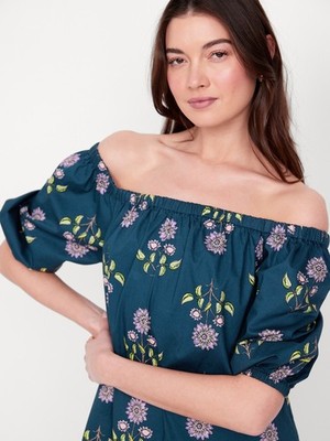 OLD NAVY by Gap ~ New! NWT XXL ~ NAVY FLORAL Off-Shoulder Mini Swing Dress b51