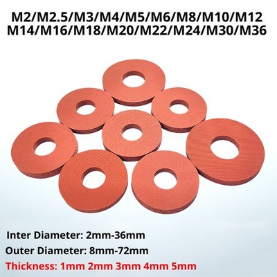Red Silicone Foam Washer Flat Ring Rubber Sponge Sealing Gasket ID 2mm - 36mm