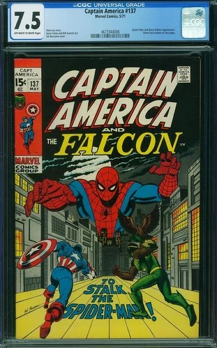 CAPTAIN AMERICA  #137  High Grade VF7.5 CGC "SPIDERMAN Appearance"  4673344006