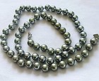 Vintage Monet Gray Faux Pearl Necklace 23”Silver Tone Designer Costume Jewelry