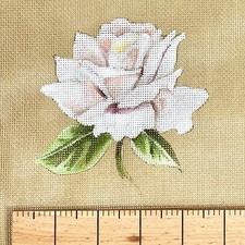 Colors of Praise hand painted needlepoint canvas 18ct 5 x 5 White Rose Flower