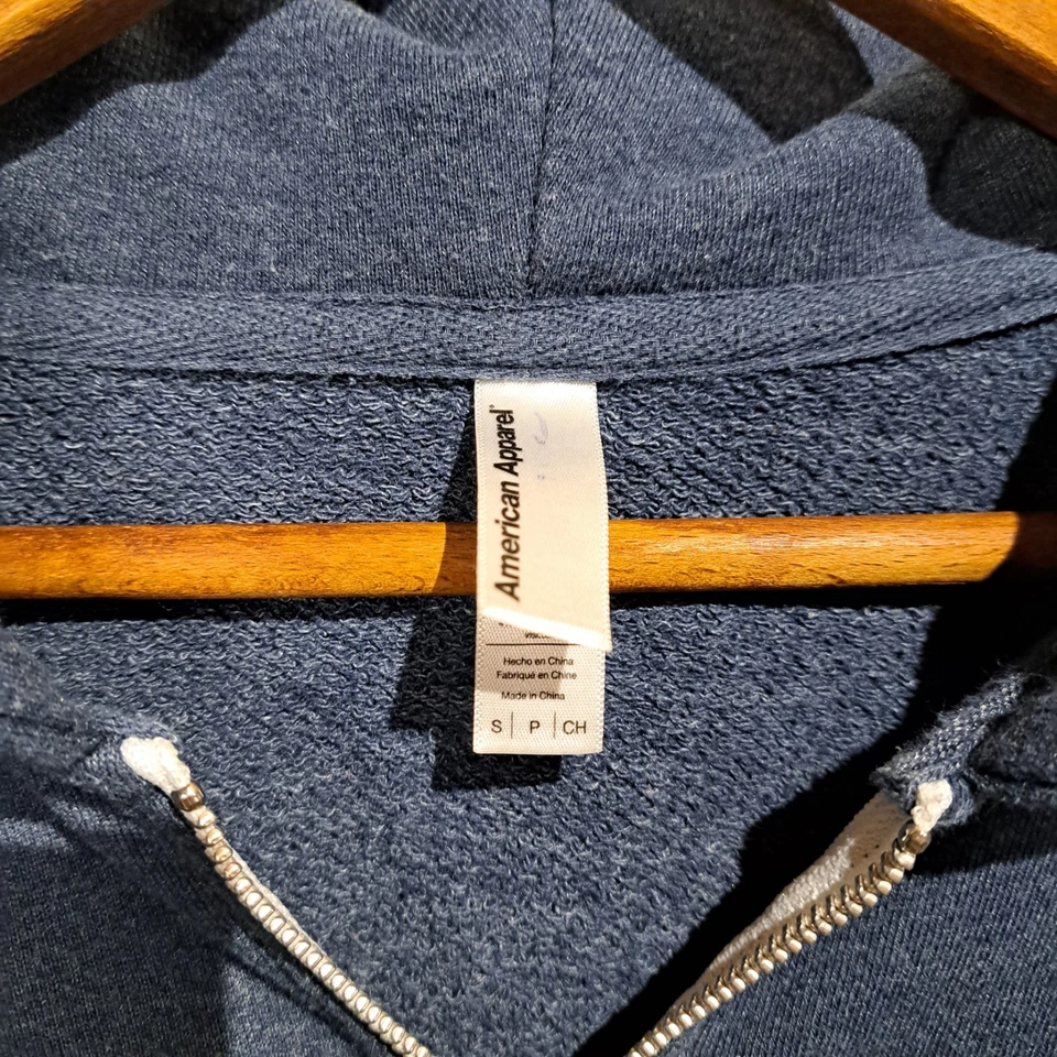 Sudadera con capucha American Apparel para hombre cremallera completa pequeña sin cordón azul marino Foto 2 de 4