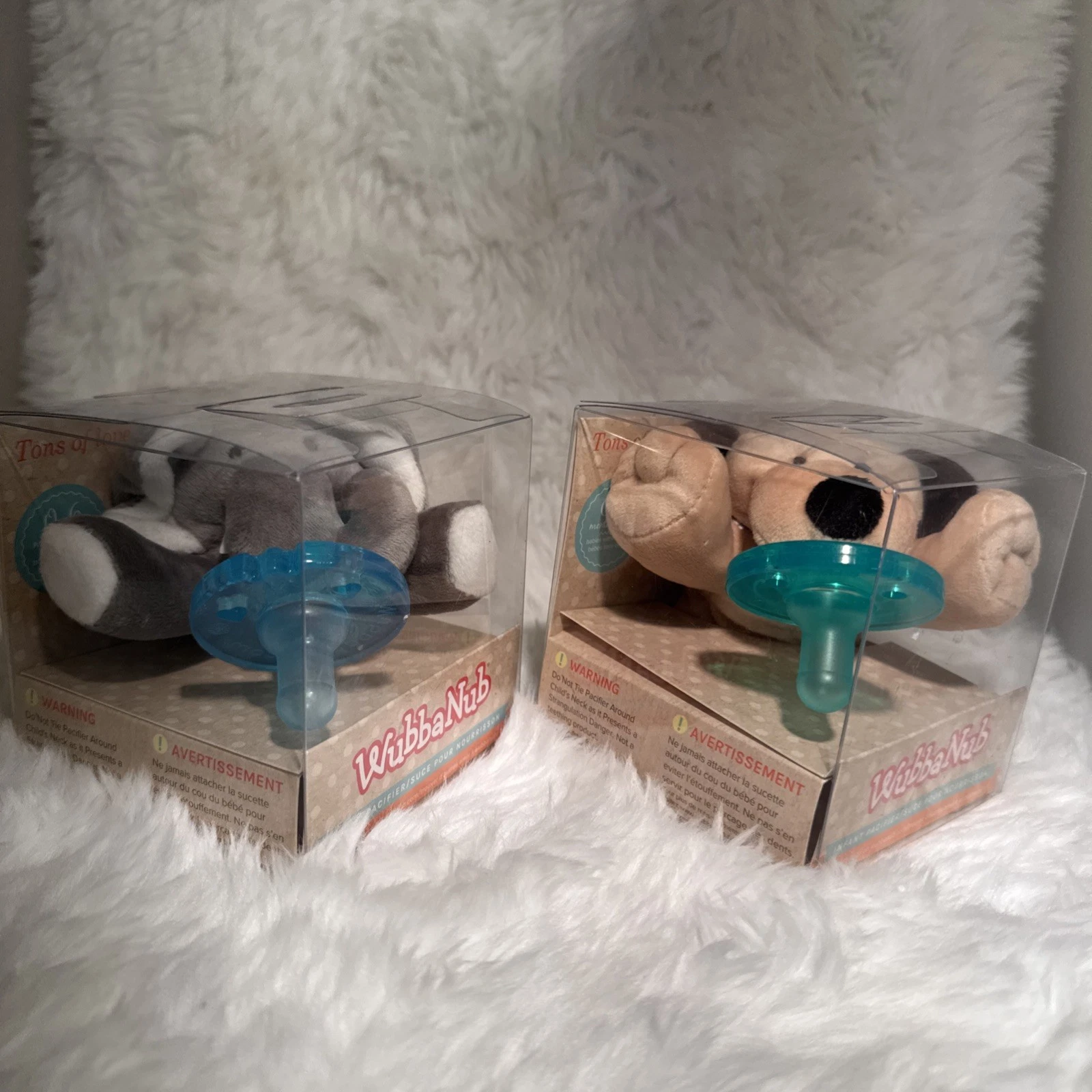 2 New WubbaNub Infant Pacifier Baby 0-6 Months Brown Puppy Dog & Grey Elephant
Opens in a new window