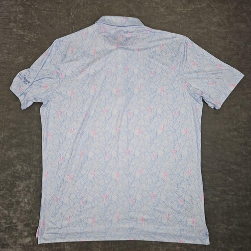 Johnnie O Polo Shirt Mens Large Blue Malibu Regis Featherweight Golf Grayhawk - Picture 4 of 10