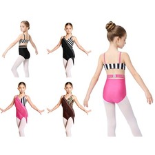 Girls Leotard Spaghetti Strap Bodysuit Festival Latin Dance Recital Competition