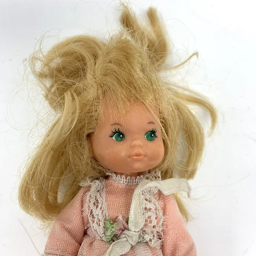 Mattel 1976 Heart Family Doll Gown Long Blond Rosebud 4" Chubby Toddler Green 