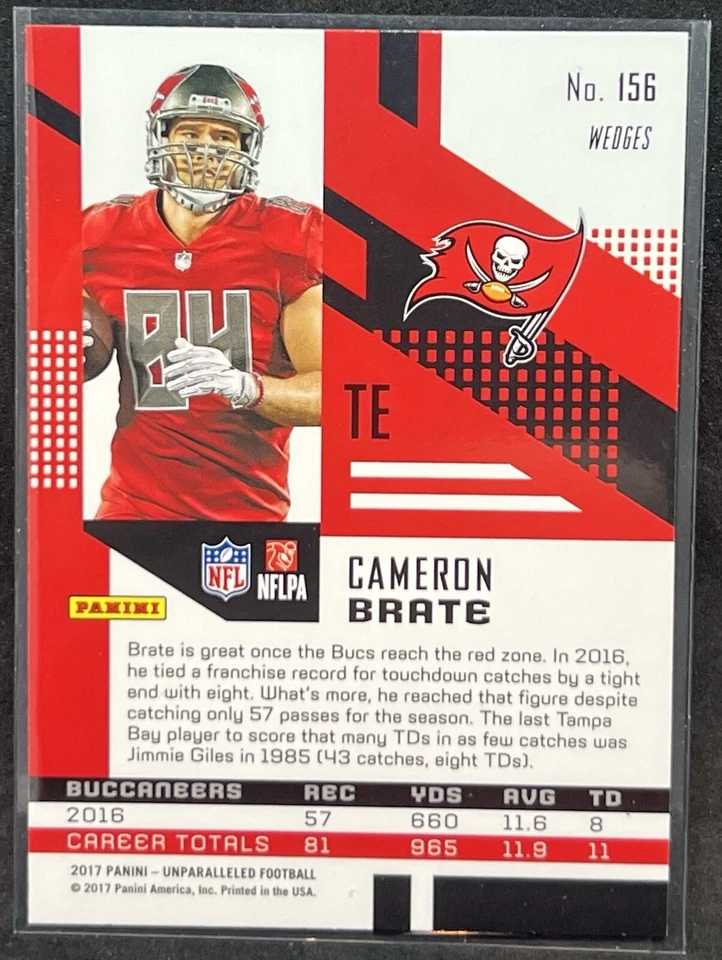 Cameron Brate 2017 Unparalleled Wedges Pink Buccaneers - Image 2 of 2