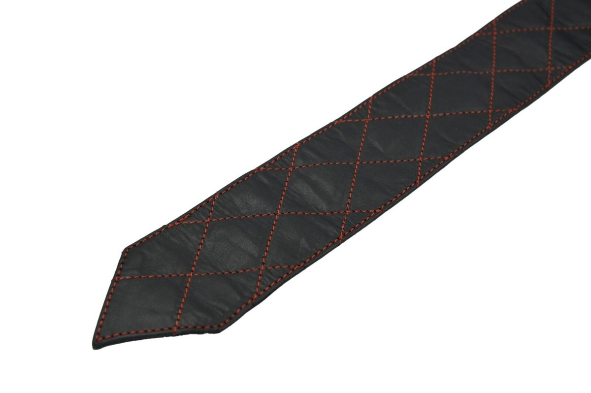 New Men's Genuine 100% Sheep Leather Quilted Tie with