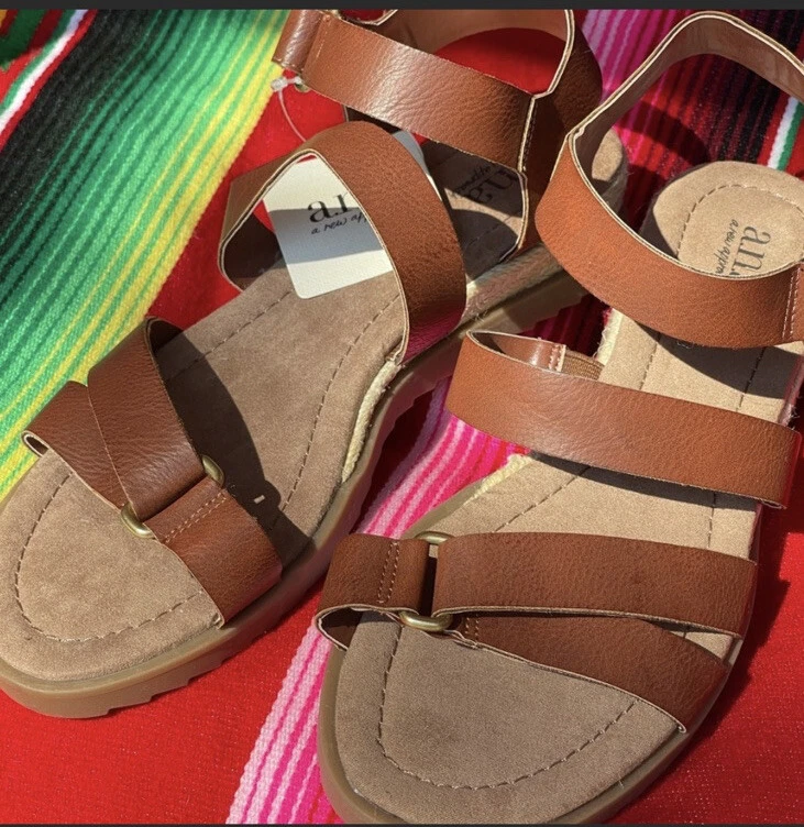 Women's cognac wedge sandals clearance