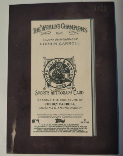 2023 Ginter X Corbin Carroll Rookie Auto Black Frame /23 Diamondbacks - Picture 3 of 4