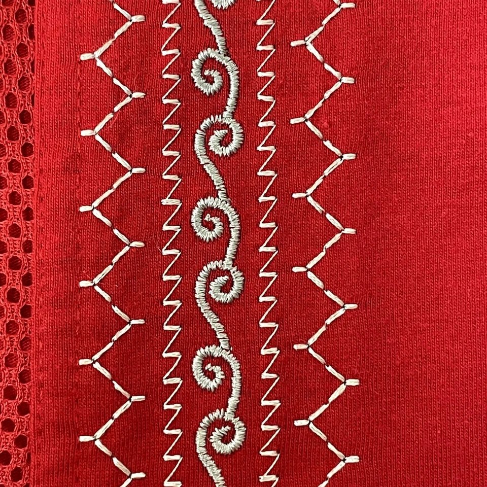 Camisa de Bolos De Colección Años 80 John Blair Hombres ROCKABILLY Rojo Bordado PANEL Malla XL Foto 4 de 4