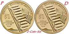 2-coin-set 2024 P D Native American the Indian Citizenship Act Dollar $1