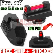 Steel City Arsenal LOW PRO Fiber Optic Sights For GL0CK 42 43 43X 48 FRNT .59"