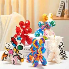 Colorful Balloon Dog Micro Building Blocks Animal Model For Desktop Decoration