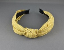 Mustard pinstripe turban knot headband stripe fabric covered band grip teeth