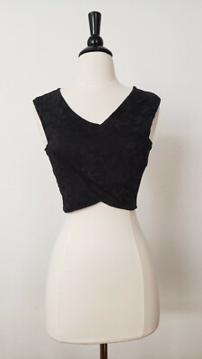 Anthropologie Top New Size Medium Black Lace Zipper Floral Chic Boho Cropped