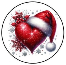 CHRISTMAS HEART SANTA HAT ENVELOPE SEALS LABELS STICKERS PARTY FAVORS