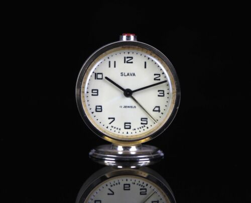 Sowjetische Vintage Mechanische Uhr SLAVA Tischuhr UdSSR - Bild 3 von 8