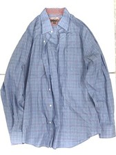 johnston and murphy dress shirt blue checkered size large mens