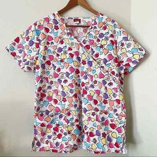 Denice Heart Design Scrub Top