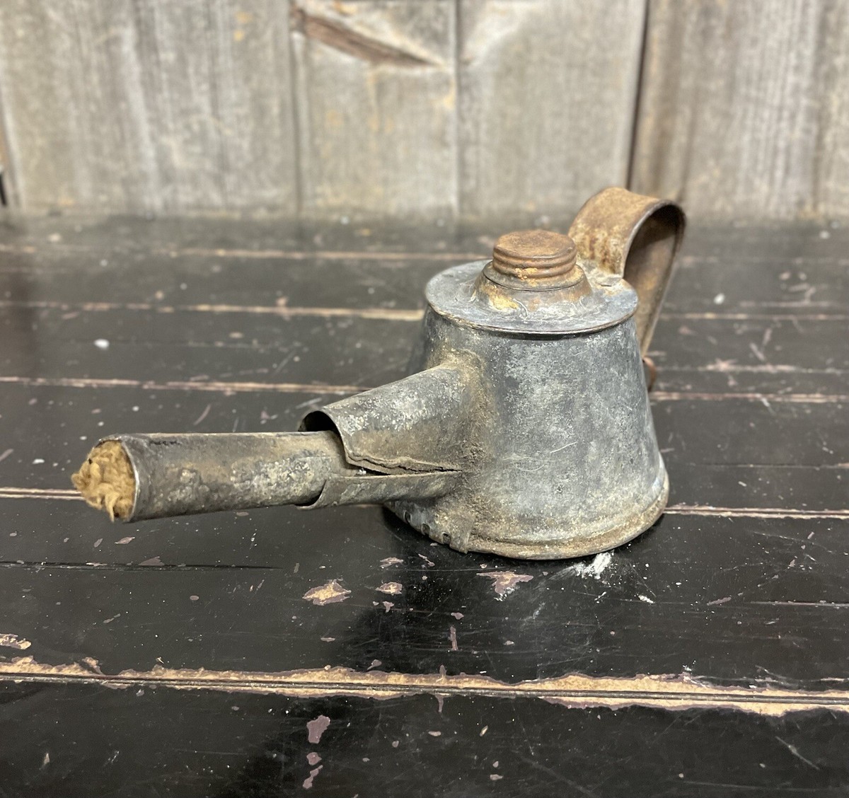 Rare Antique Early Street Lamp Lighter Light Can With Handle Home