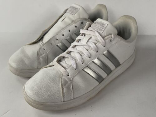 Adidas Neo Cloudfoam White Silver 3 Leather Shoes Sneakers Women's Size 8 | eBay