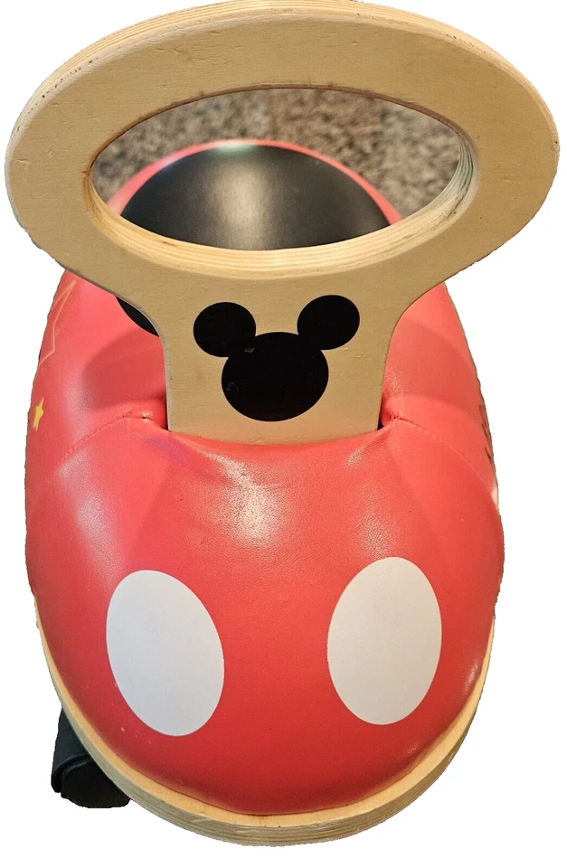 Mickey Mouse Wooden Riding Toy DISNEY Handle Wheels Red Toddler/12"Hx14"Lx9"W - Image 3 of 4