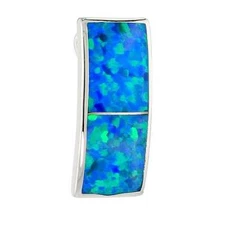 Sterling Silver Opal Rectangular Slide Pendant