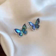 925 Silver Post Conch Shell Butterfly Earrings Stud Dangle Earrings Jewelry Gift