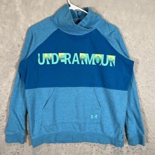 A1 Under Armour Spellout Sweatshirt Youth XL Loose Fit Blue Pullover Pockets
