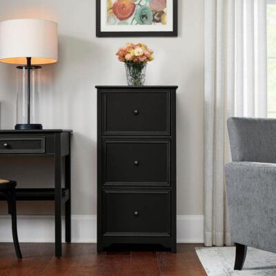 Filing Cabinet 3-Drawer Organizer Vertical Home Office Storage Charcoal Black