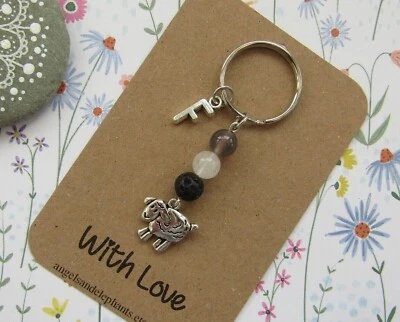 ANGELS & ELEPHANTS Sheep Keyring, Gemstone Diffuser Keyring, Personalised Thank You Gift, Christmas
