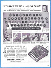 1947 SMITH-CORONA PORTABLE TYPEWRITER AD ~ CORRECT TYPING IS SO EASY ~ 10 x 14 thumbnail