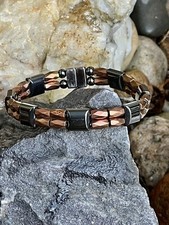 100 Magnetic Bracelet Copper n Black Magnetic Therapy Hematite 2 Row