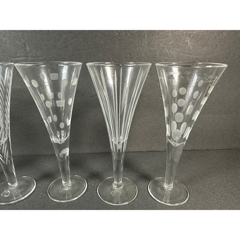 MIKASA CHEERS Cordial 6 Glasses Whimsical Etched Clear Crystal eBay