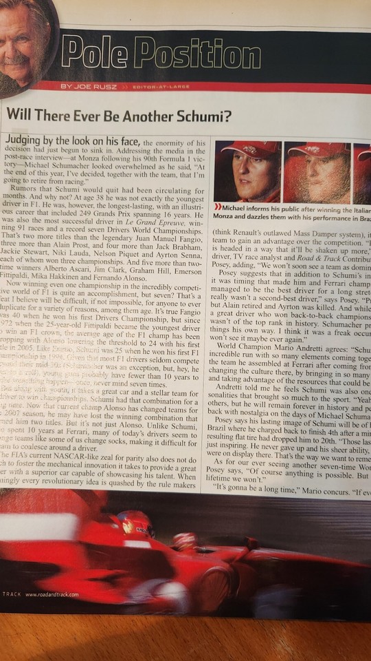 Road & Track Magazine March 2007 Michael Schumacher eBay