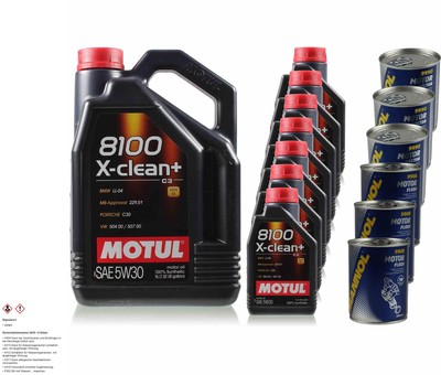 12L Motoröl Motul 8100 X-clean+ 5W30 3xMotor Doctor+Motor Flush