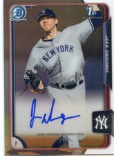 2015 BOWMAN CHROME ROOKIE RC AUTO REFRACTOR YANKEES JEFF DEGANO 